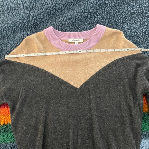 Madewell colorblock yoke pullover faux off shoulder sweater - Picture 6 of 13